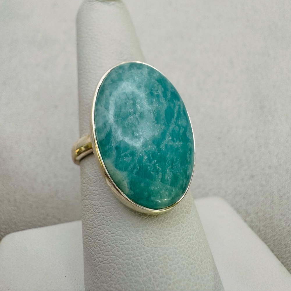 S925 Amazonite Adjustable Ring - image 2